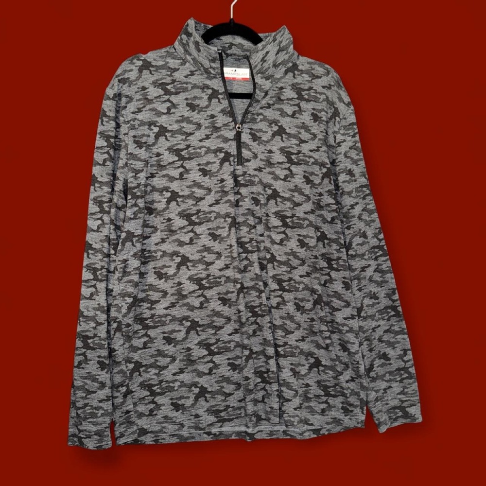 Grand Slam Performance Quarter Zip Pullover Men's Large Gray Camo